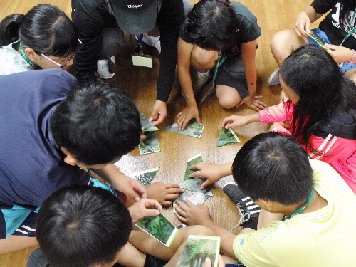 Well-experienced volunteer guides were invited to discuss the course contents and design after-class worksheets. A total of four pictures.