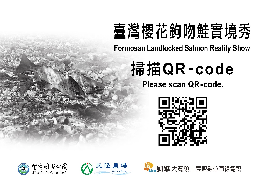 民眾只用手機掃描QR Code就能觀看高解析度的水中實境秀(雪霸國家公園管理處提供)
