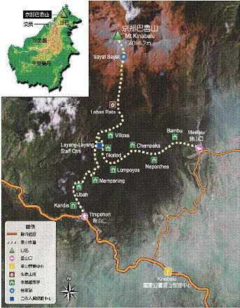 京那巴魯山步道路線圖