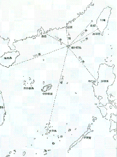 東沙島地理位置圖 (來源: 方力行等, 1990)