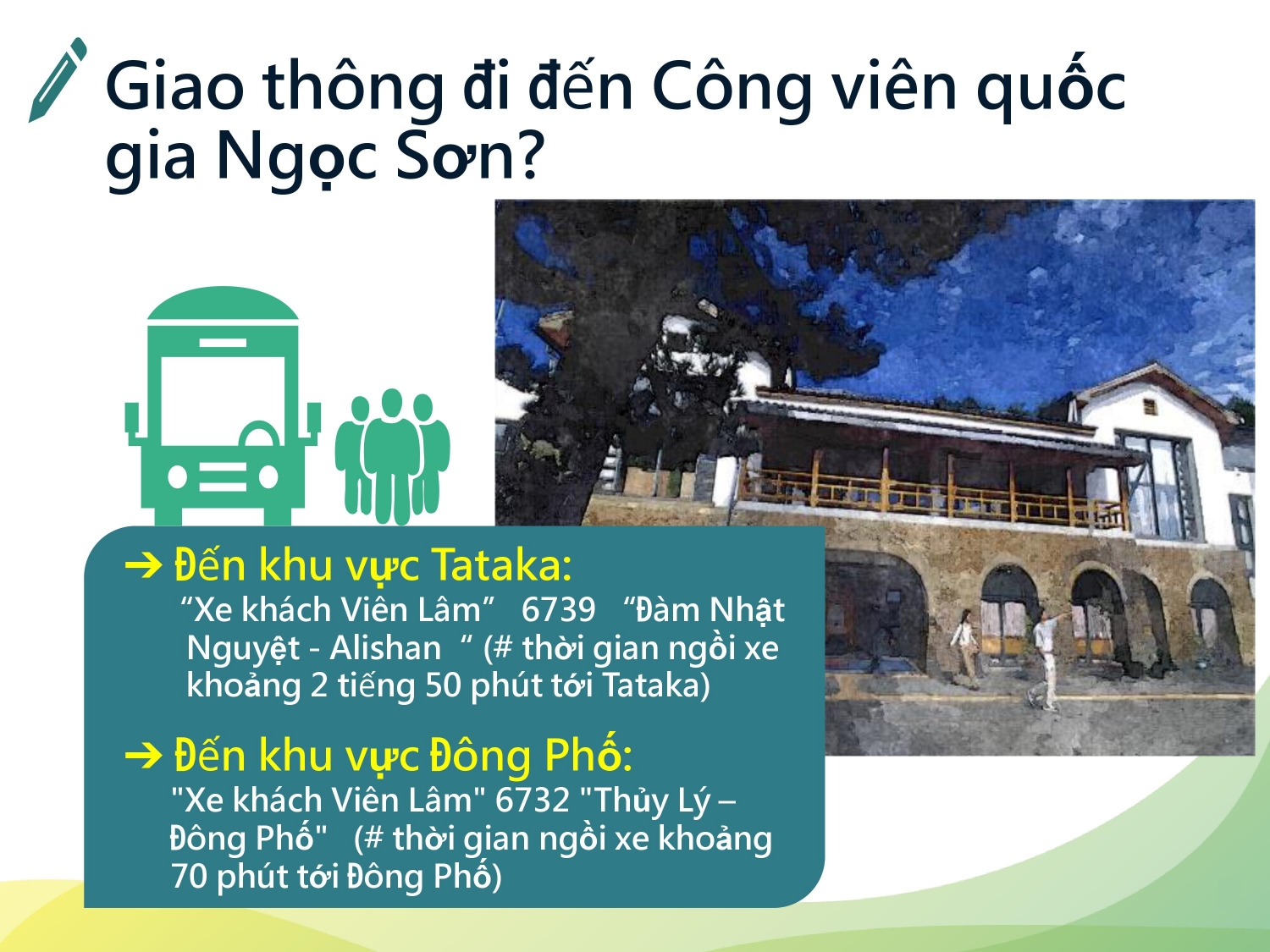 Giao thông đi đến Công viên quốc gia Ngọc Sơn?Tổng cộng có ba bức ảnh