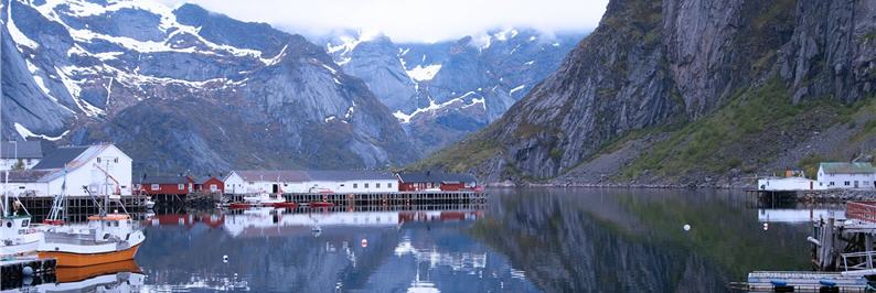 The picture is the landscape of northern Lofoten in Norway on the western side of the Scandinavian Peninsula